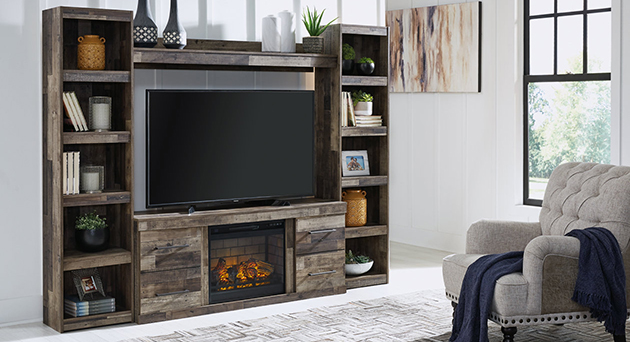 Derekson 4-Piece Entertainment Center with Electric Fireplace