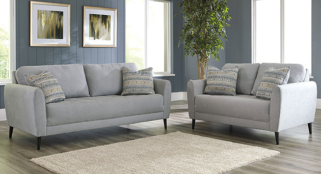 Cardello Pewter Sofa and Loveseat